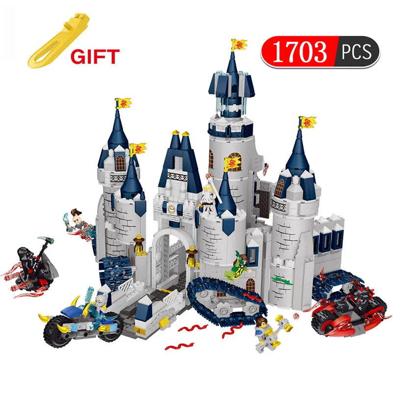 

1703PCS Walking Castle Knight Dragon Compatible LegoINGLY Creator Building Blocks Motorcycle Action Figures Bricks Toys For Kids