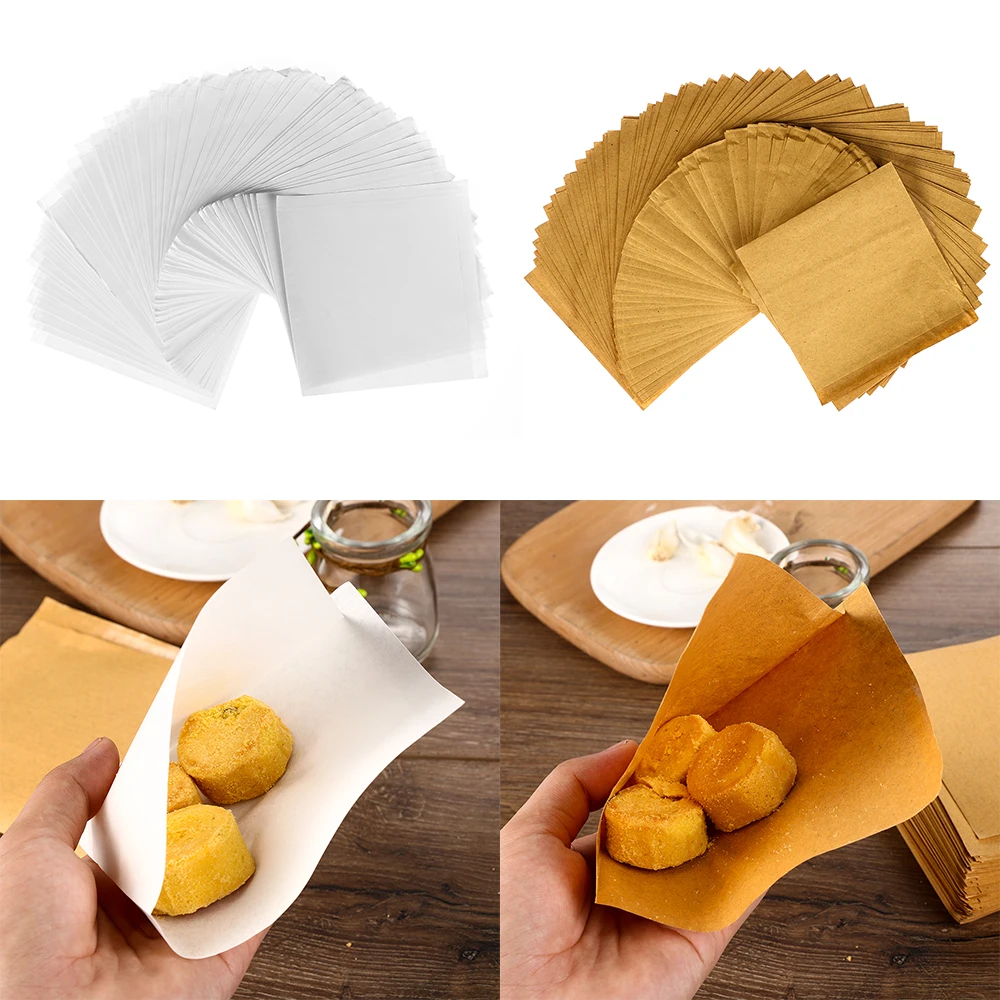 

100pcs/set DIY Doughnut Paper Bags Oilproof Bread Craft Bakery Food Packing New Wrapping Paper Cake Oilproof Paper