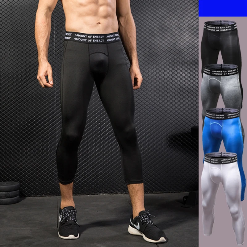 

GYMS Men Pants Trainning & Exercise Pants Compress Gymming Leggings Male Fitness Workout Sporting Breathable 7 cent Pants