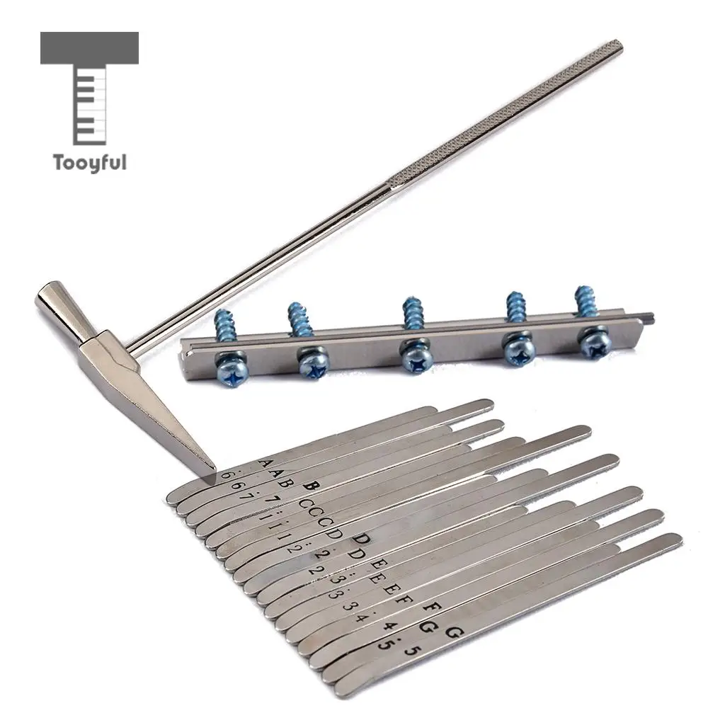 Tooyful 1 Set DIY 17 Note Kalimba Thumb Piano Steel Keys with Tuning Hammer African Musical Instrument Parts