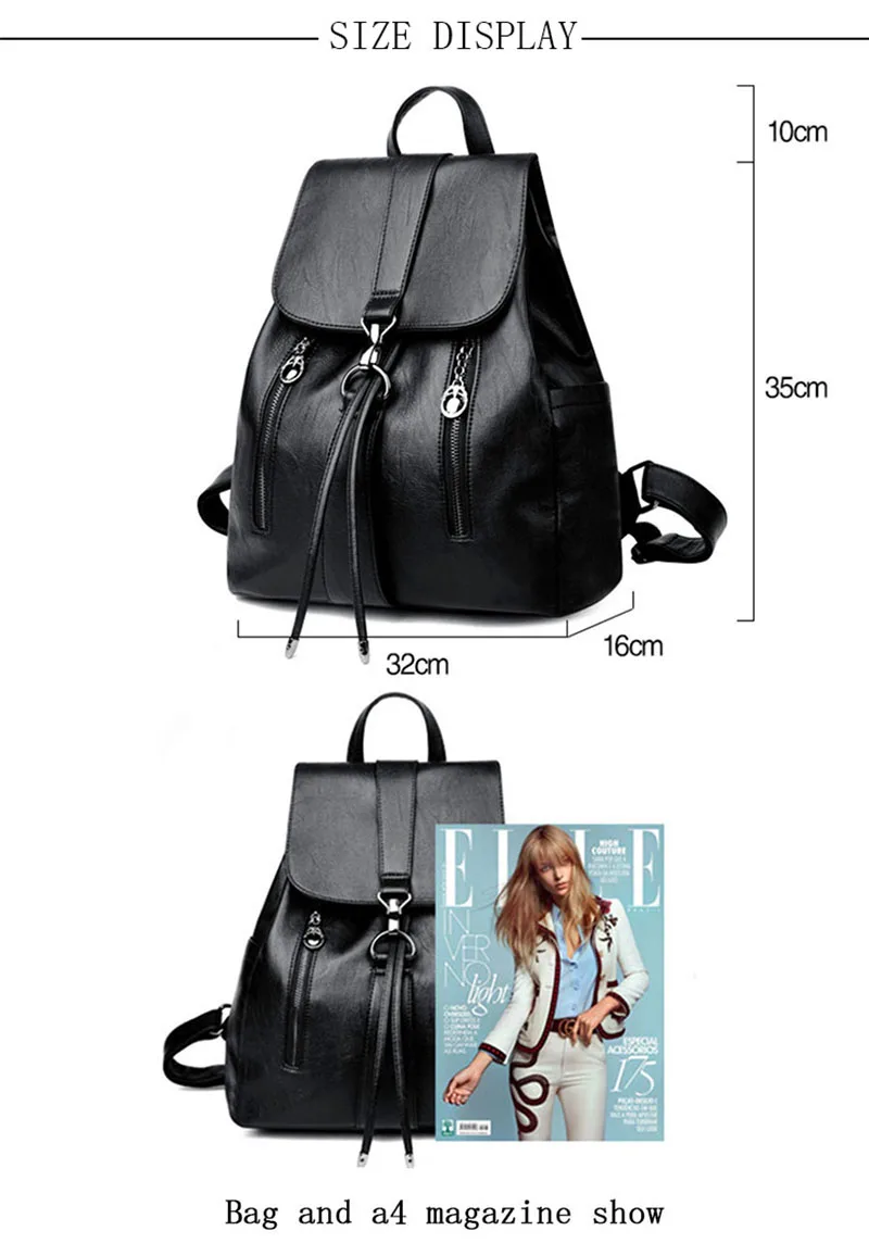 Модный женский кожаный рюкзак на двойной молнии с завязками, Вместительная дорожная сумка, женский рюкзак, сумка на плечо, Mochila