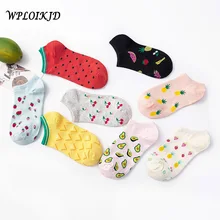 Летние креативные короткие носки в стиле Харадзюку С Фруктами для женщин, яркие цвета, ананас, клубника, мелкие забавные носки Skarpetki, хипстерские носки