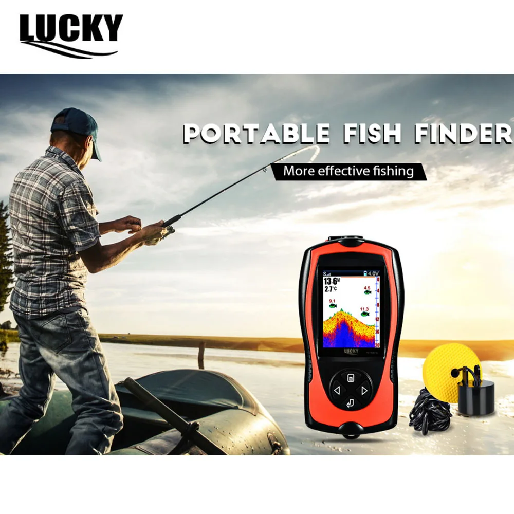 

LUCKY FF1108 Portable Fish Finder Fishing Gear ABS Wired Remote Sonar 200KHz Sensor 100M Water Depth Fishfinder Fish Detector