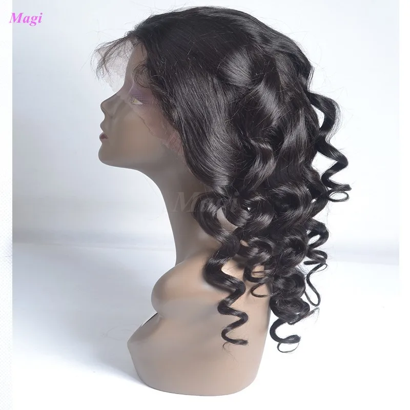 Free shipping brazilian hair lace front wigs loose curl wig full lace