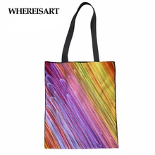 WHEREISART холщевые женские сумки для отдыха, сумка на плечо, женские сумки с короткими ручками для девочек, разноцветная сумка для покупок с принтом
