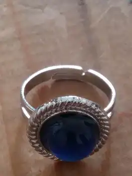 

Large oval crystal hat mood rings open mouth change color Adjustable ring 800pcs/lot