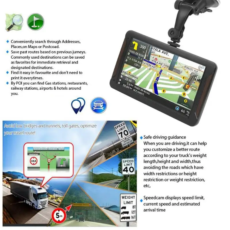 VODOOL 7 дюймов Автомобильный 3D gps навигатор сенсорный экран Q8 центральная консоль многофункциональный емкостный fm-передатчик TF карта комплект слотов