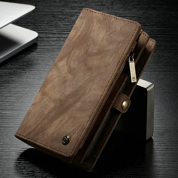 Caseme PU кожаный чехол-кошелек для IPhone X Xr XsMax многофункциональный съемный магнитный Телефон чехол для iPhone 6 6s 7 8 plus кошелек - Цвет: Coffee