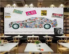 

Custom photo 3d wallpaper Non-woven mural Brick wall car model logo 3d wall murals wallpaper for walls 3 d decoration painting