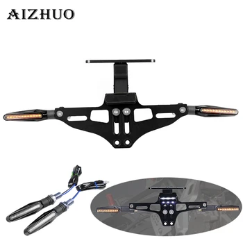 

Universal Motorcycle License Plate Bracket Holder LED Light For YAMAHA MT07 YZ 125 R25 MT 09 TRACER R1 XJ6 DIVERSION XJR1300