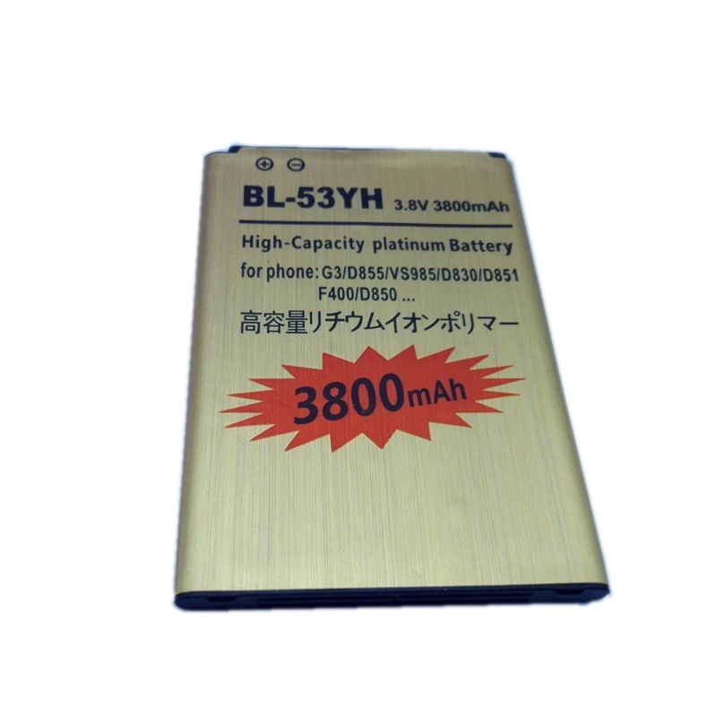 imágenes para 3800 mAh de Alta Capacidad del Oro Batería de Reemplazo de Oro BL-53YH Para LG G3 F400 D830 VS985 D851 D850 D858 F460 D855 LS990 53YH BL imágenes para 3800 mAh de Alta Capacidad del Oro Batería de Reemplazo de Oro BL-53YH Para LG G3 F400 D830 VS985 D851 D850 D858 F460 D855 LS990 53YH BL