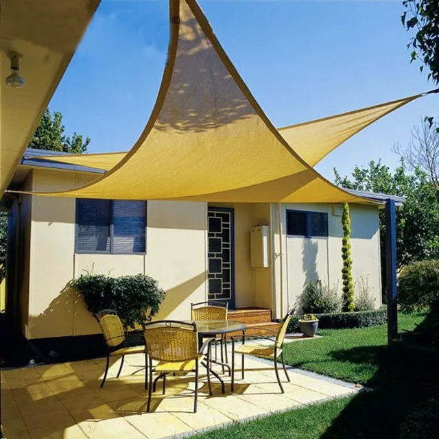 E Share Sun Protected Shade Sail 10x10x10ft Triangles Uv E Share Sun Protected Shade Sail 10x10x10ft Triangles Uv Waterproof Hdpe Awning Canopy Patio Garden Pool Cloth Outdoor