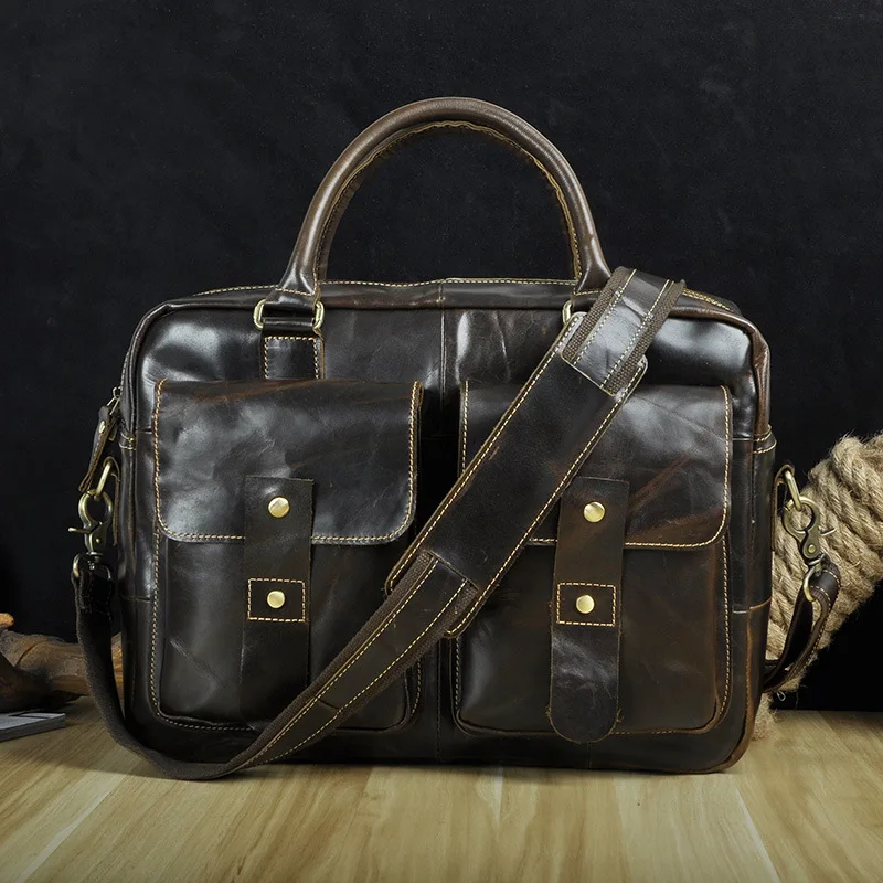 خمر جلد طبيعي 14' حقيبة أعمال محفظة الرجال حقيبة يد Crossbody حقيبة كتف الرجال رسول أعلى-حقائب بيد