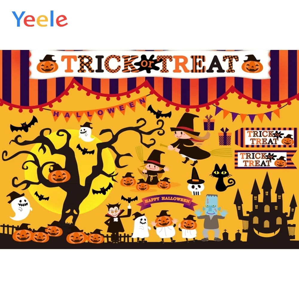 

Yeele Halloween Party Moon Pumpkin Ghost Castle Witch Photography Backdrop Personalized Photographic Background For Photo Studio
