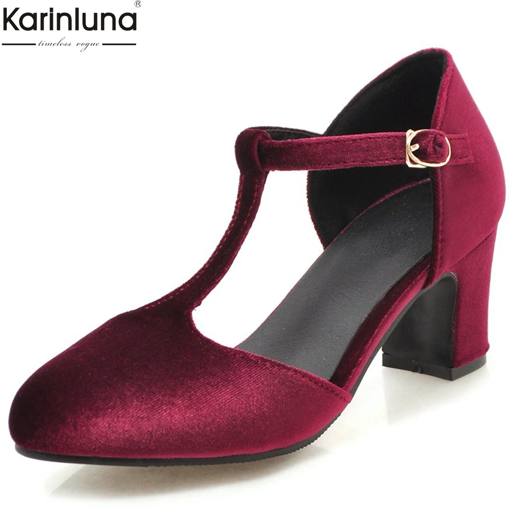

Karinluna Summer large Size 34-43 Fashion Women SHOES Sandals elegant Shoes Woman chunky Heels t-strap Footwear