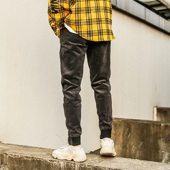 

Fashion Wild Youth Harem Pants Men's Slim Casual Pants Autumn and Winter Thick Warm Trousers Super Handsome Pants Size 29-36
