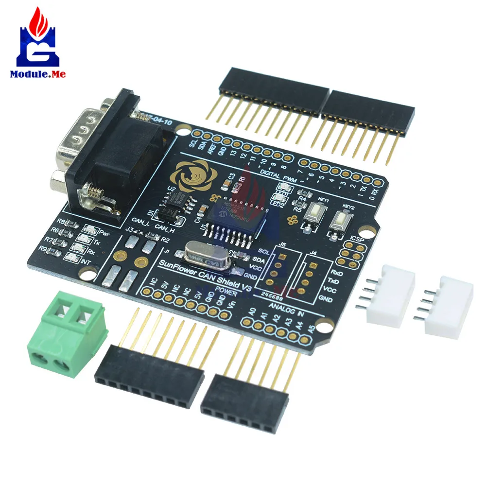 MCP2515 CAN шина Щит Модуль SUB-D разъем Стандартный UART IIC SPI светодиодный индикатор контроллер CAN 4,8-5,2 в для Arduino