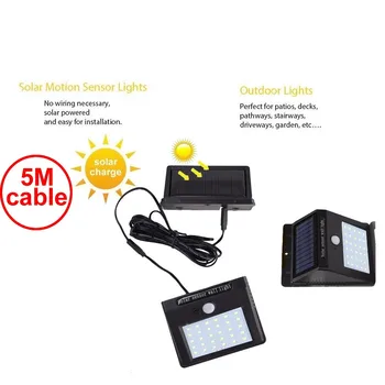 

30 led 500lm solar light split mount pIR motion 3 senser 2018 New Solar lamP bulb strips wall street outdoor security decor