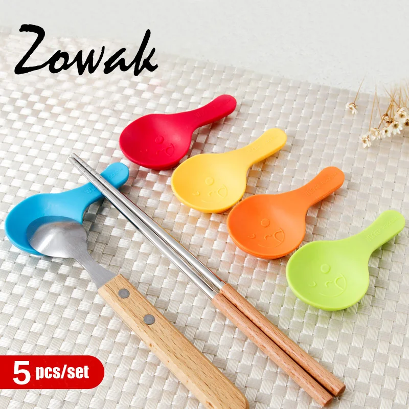 5pcs/set Chopstick Rest Spoon Fork Knife Holder Colorful Silicone Stand