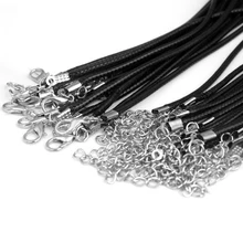 20 pcs 45/60 Ajustável cinco centímetros DIY Handmade Trançado Corda de Couro Colares & Pendant Encantos Fecho Da Lagosta Jóias Fazendo cabo de corda(China)