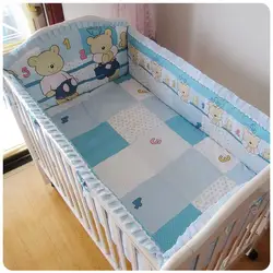 Акция! 6 шт. медведь пользовательские Baby Care постельных принадлежностей, Товары для детей, кроватки наборы (бампер + лист + наволочка)