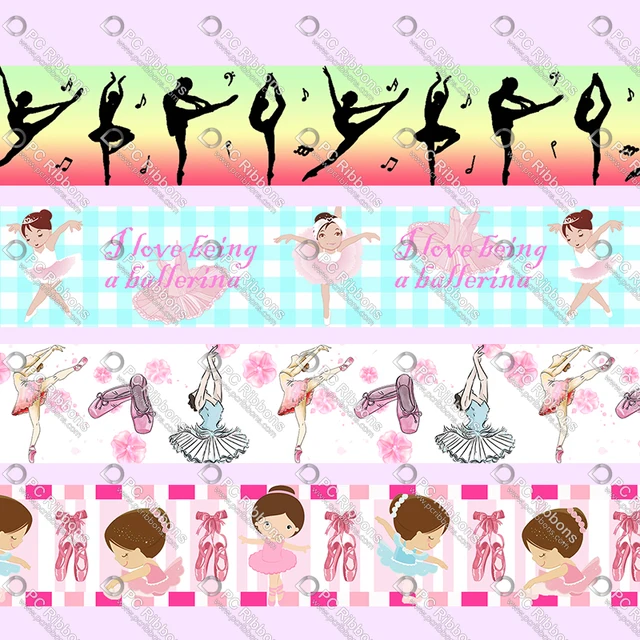lovely girl printed grosgrain ribbon ballerina dancer hair