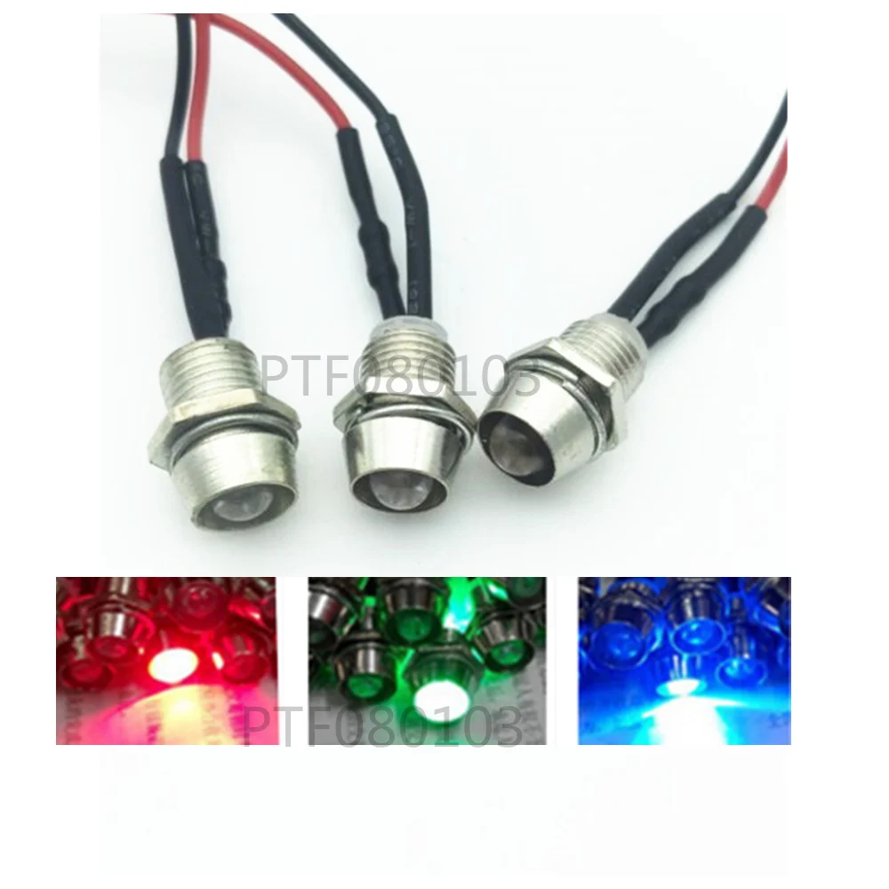 5mm Blue 12v LED Pilot Light PreWired Dash Lights co