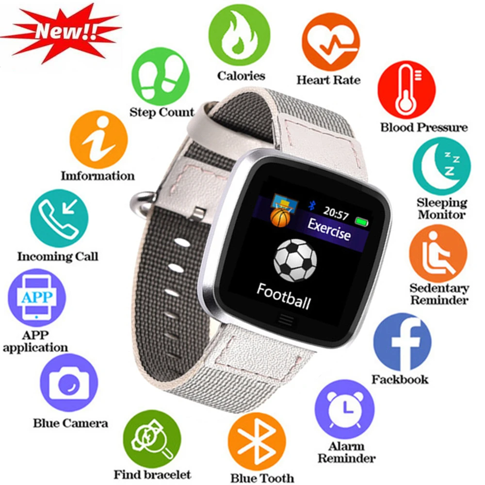 

Blood Pressure Monitor Smart Watch Sport Fitness Steel Strap Heart Rate Stopwatch Alarm SmartWatch K88H