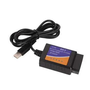 

New ELM327 USB Plastic OBD2 Auto Diagnostic Tool Version V1.5 ELM 327 USB Interface OBDII CAN-BUS Scanner With 25K80 Chip