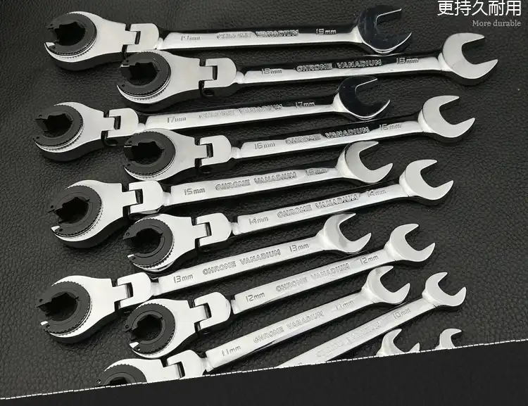 Ratcheting Tubing Wrench Set Metric Flex Head 72-Tooth Hand Car Repair Tools