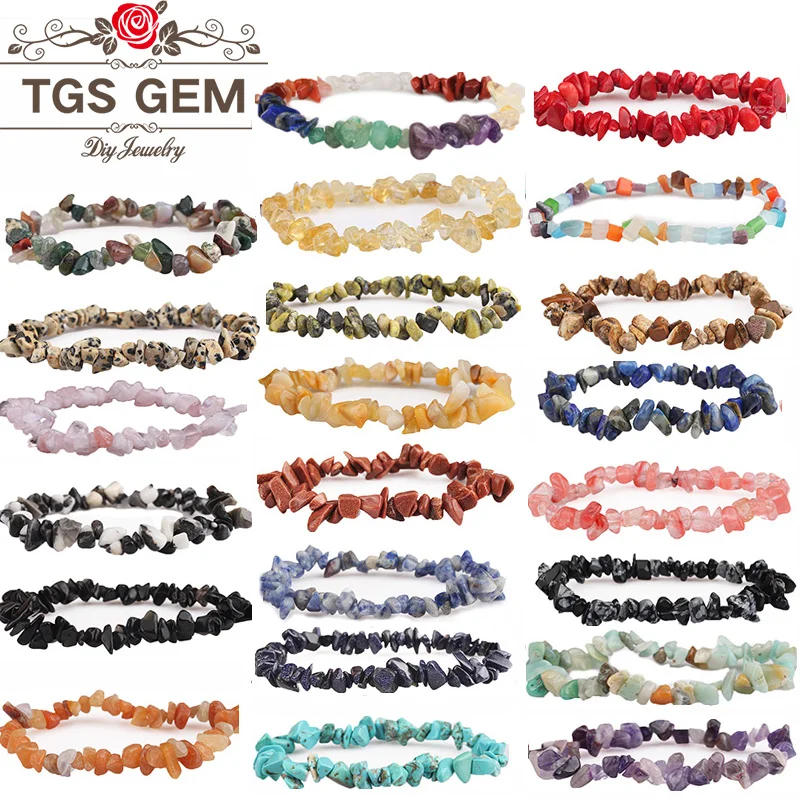 

30 Style Women Yoga 7 Chakra Healing Crystals Natural Stone Chips Tourmaline Strand Gravel Bracelets For Fashion Party Jewelry