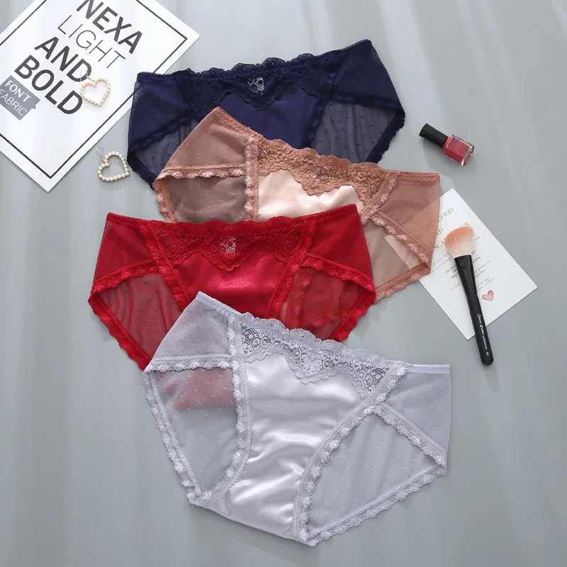 

DYROREFL European American Women sexy lace panties with transparent and comfortable waist cotton briefs for ladies