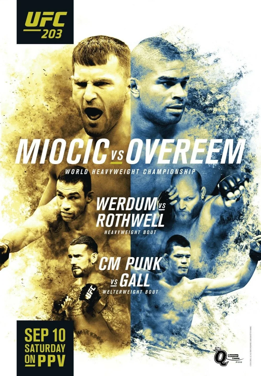 

UFC 203 Fight Stipe Miocic vs Alistair Overeem, CM Punk vs Gal SILK POSTER Wall painting 24x36inch