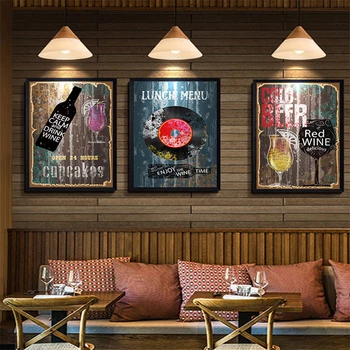 

Vintage Abstract Wine Posters Canvas Printing Painting Europe Wall Art POP Posters Pictures Bar for Restaurant Home Decor Gift