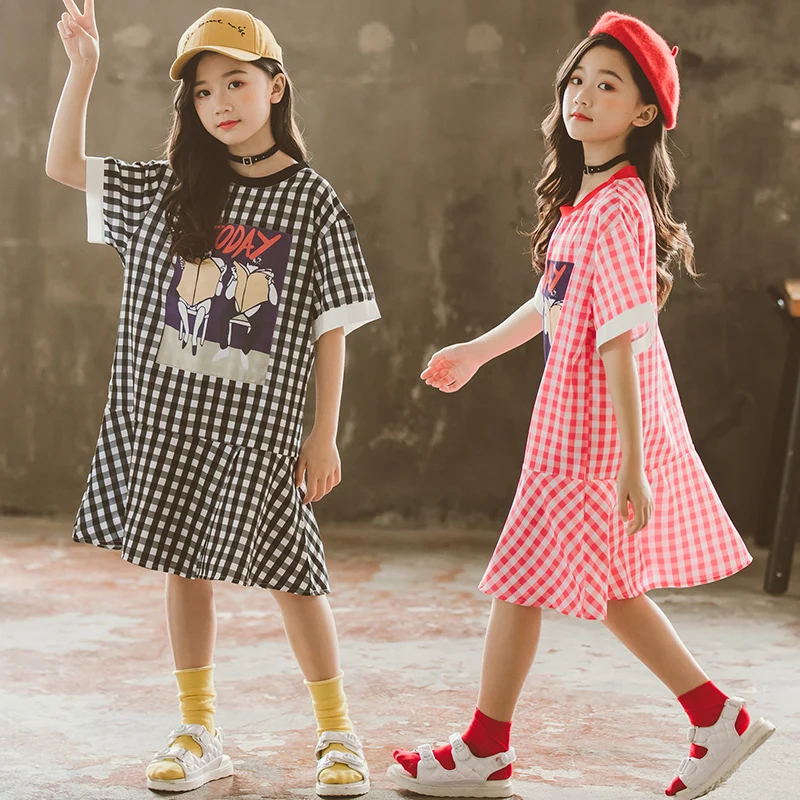 

Teen Summer Dress For Girls 2019 Kids Dresses 8 9 10 12 13 14 Years Teenage New Fashion Cotton Plaid Shirt Dress Robe Ado Fille