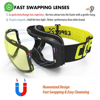 COPOZZ Magnetic Ski Goggles with Quick-Change Lens and Case Set 100% UV400 Protection Anti-fog Snowboard Goggles for Men & Women 2