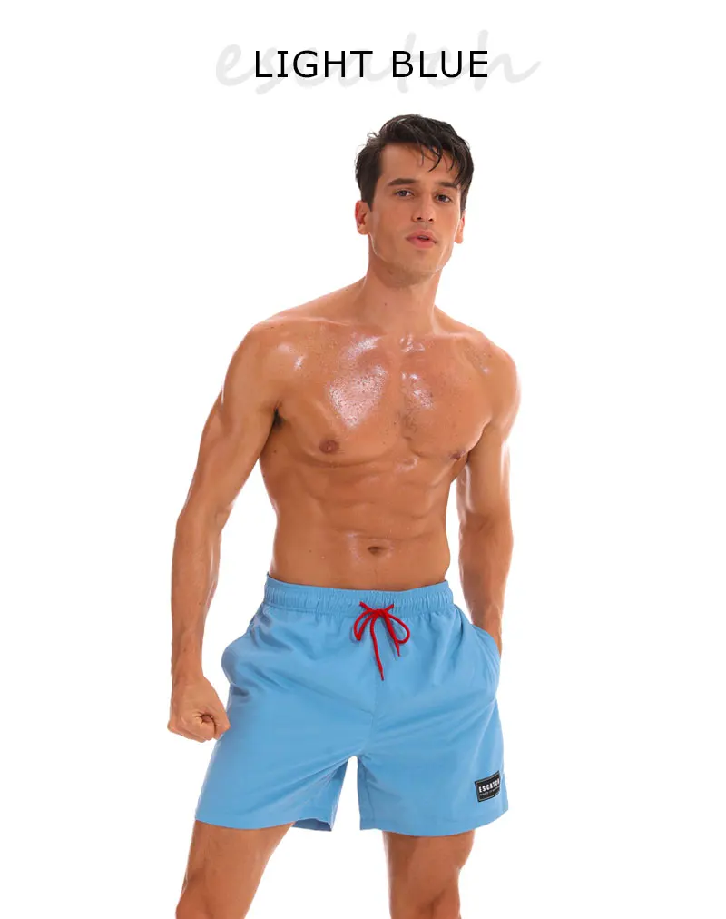 Плавки мужские пляжные размера плюс купальные мужские одноцветные быстросохнущие шорты трусы-боксеры для геев серфинга пляжная одежда 16 цветов