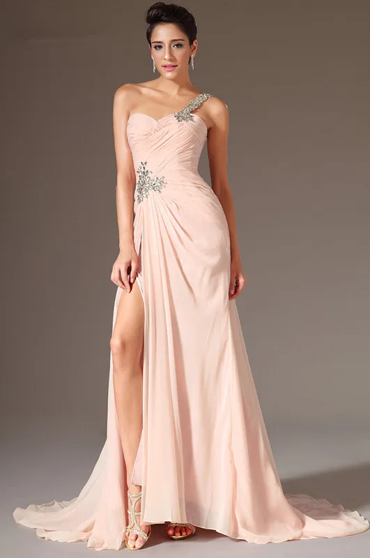 New-Pink-Fabulous-One-Shoulder-High-Split-Evening-Dress-Freeshipping (2)