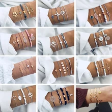L& H винтаж простой несколько стилей Регулируемый Браслет Набор Мода Богемия Многослойные браслеты для женщин модные вечерние украшения