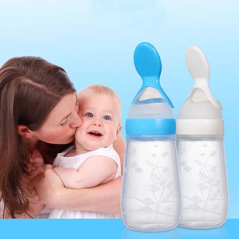 

Special Offer Cucharas Para For Bebes 125ml New Silicone Baby Spoon Boon Training Scoop Feeding Rice Cereal Bottle Spoons