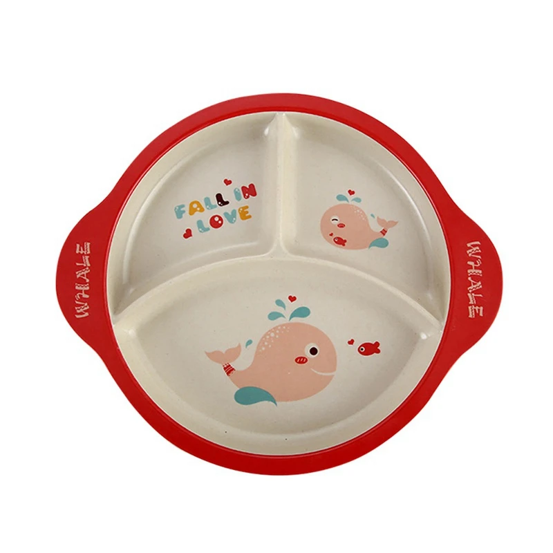 Anti-hot Training Dinner Plate Baby bowl+spoon+fork Feeding Food Tableware Cartoon Kids Dishes Eating Dinnerware - Цвет: 22