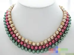 Песня voge gem nanJ0888 3ROW многоцветный круглый FW перл радуга ожерелье