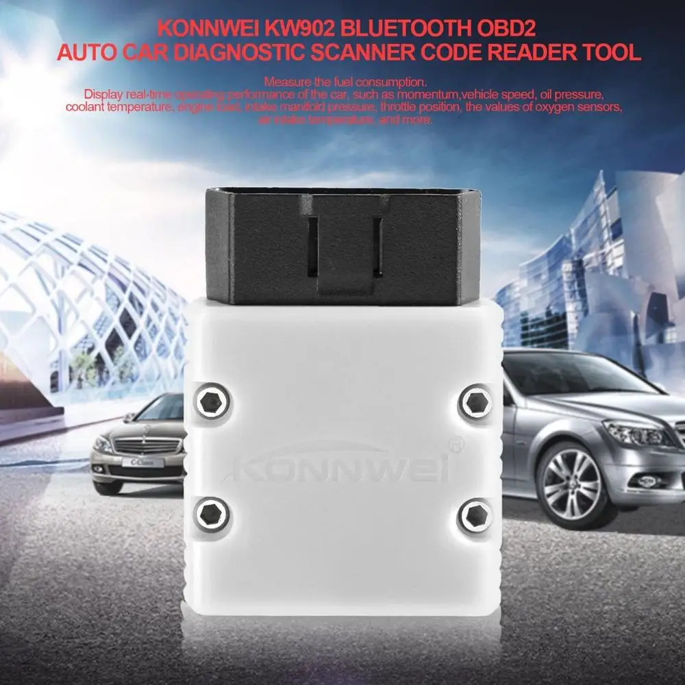 KW902 ELM327 Bluetooth OBD2 автомобильный диагностический сканер неисправностей детектор инструмент считыватель кода OBDII сканер Интерфейс - Цвет: Белый