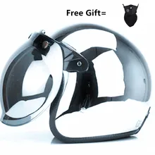 HOT SELL vintage motorcycle helmet jet capacetes de motociclista harley sliver chrome vespa cascos para moto cafe racer mirror ldmet leather pu harley casco moto vintage motorcycle helmet capacetes de motociclista punk cafe racer open face camouflage