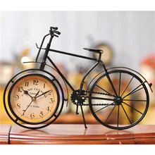 Iron bicycle desktop clock cinnamon and black color mute home decoration vintage table clock horloge frozen reloj 21