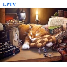 LPTV животное плакат кошка DIY Краска ing по номерам Акриловая Краска по номерам ручная краска ed масляная живопись на холсте для домашнего декора