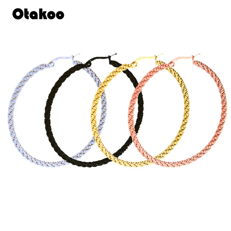 Otakoo винтажные большие серьги-кольца матовые серьги золотистого цвета круглые из