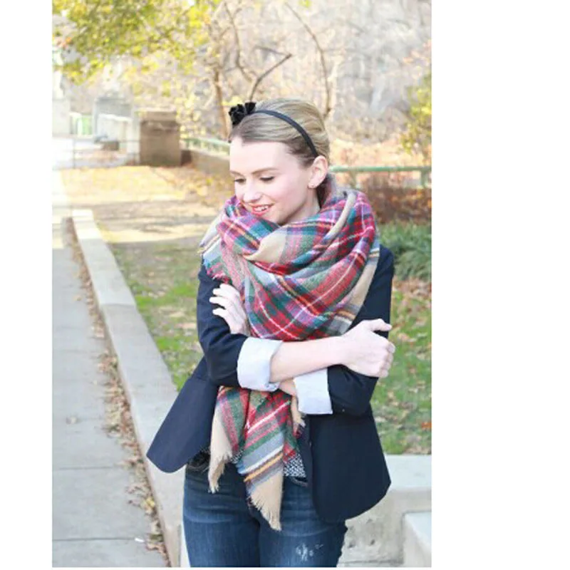 Coloris Edition Soft Blanket Scarf for Women Stylish Winter Warm Plaid Shawl Oversize Cozy Cashmere Womens Scarves