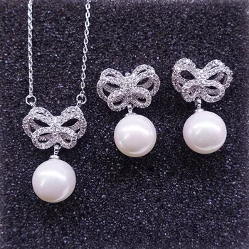 

LH Shell pearl butterfly Knot Earrings woman temperament necklace Clavicle chain Pendant apparel Jewelry