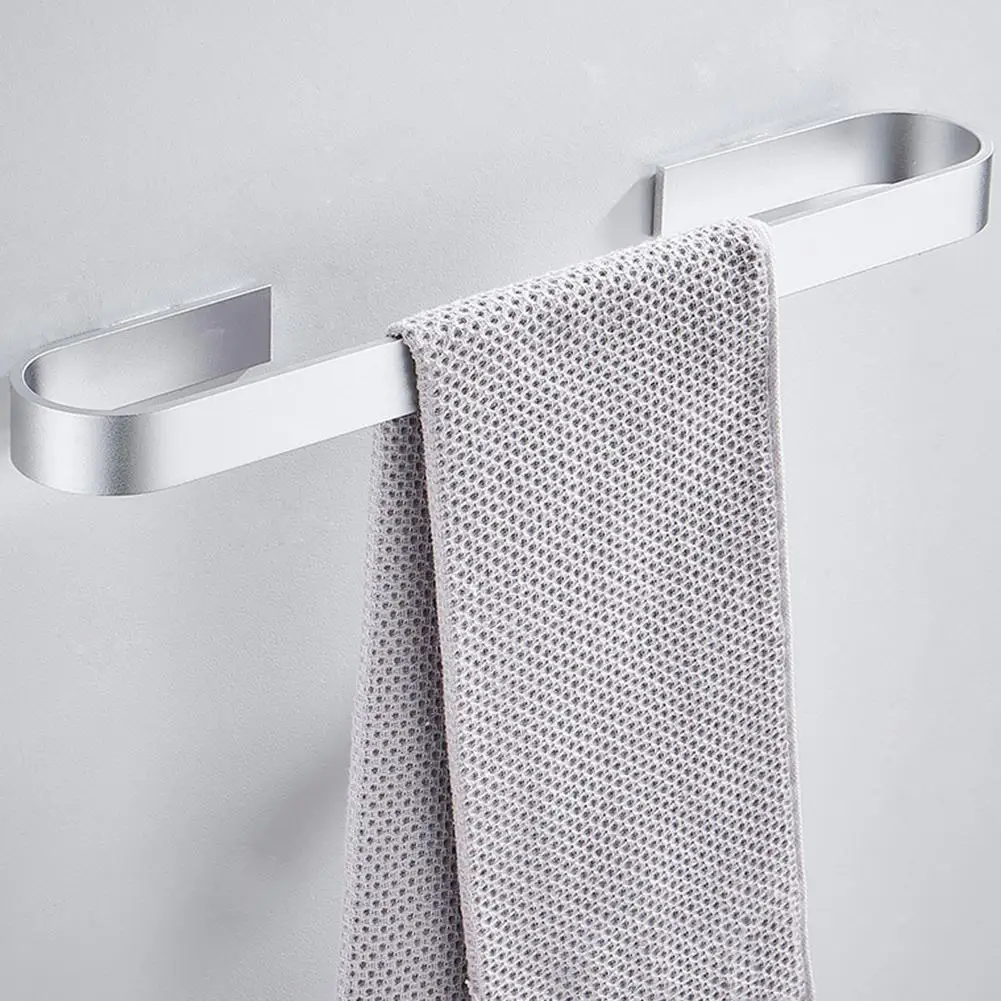 

Hole-free Bathroom Wall Mount Aluminum Towel Holder Hanger Hanging Storage Rack Set